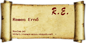 Remes Ernő névjegykártya